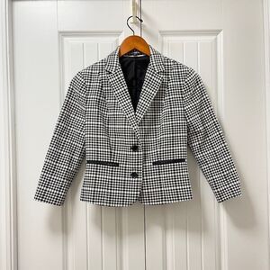 Express Houndstooth Plaid Black White Blazer